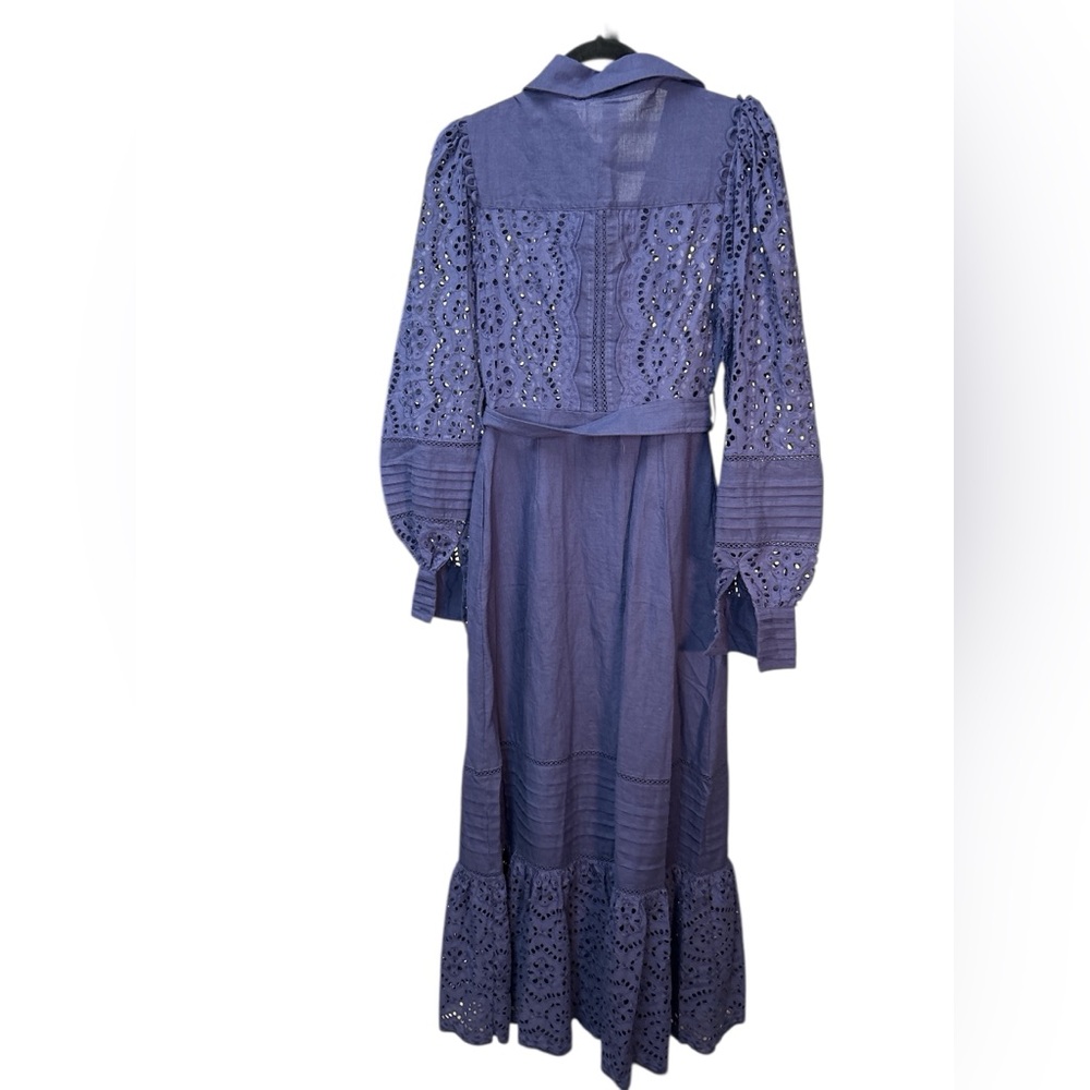 NWT Saint Armand Lara French Navy Ramie Maxi Shirt Dress $355 Small - Picture 7 of 8